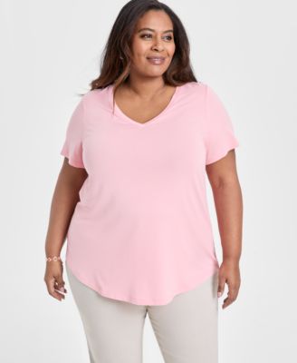 Plus Size V-Neck Short-Sleeve Top