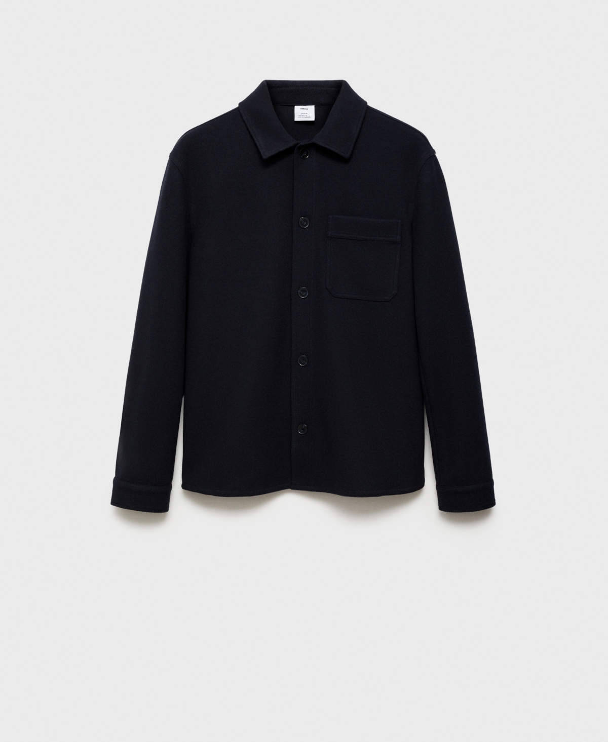 Mango Regular Fit Fleece Overshirt In Dark Navy