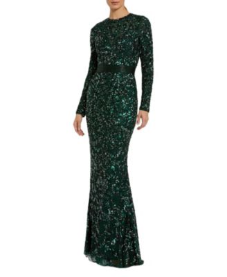 Women's Embellished Long Sleeve Gown