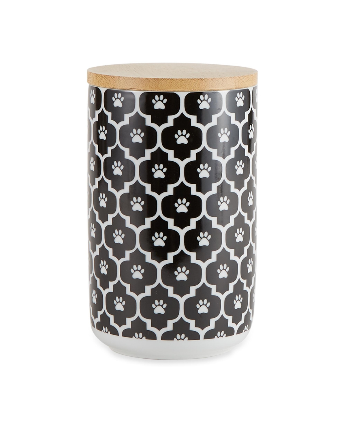 Lattice Paw Print Ceramic Pet Treat Canister - Rose