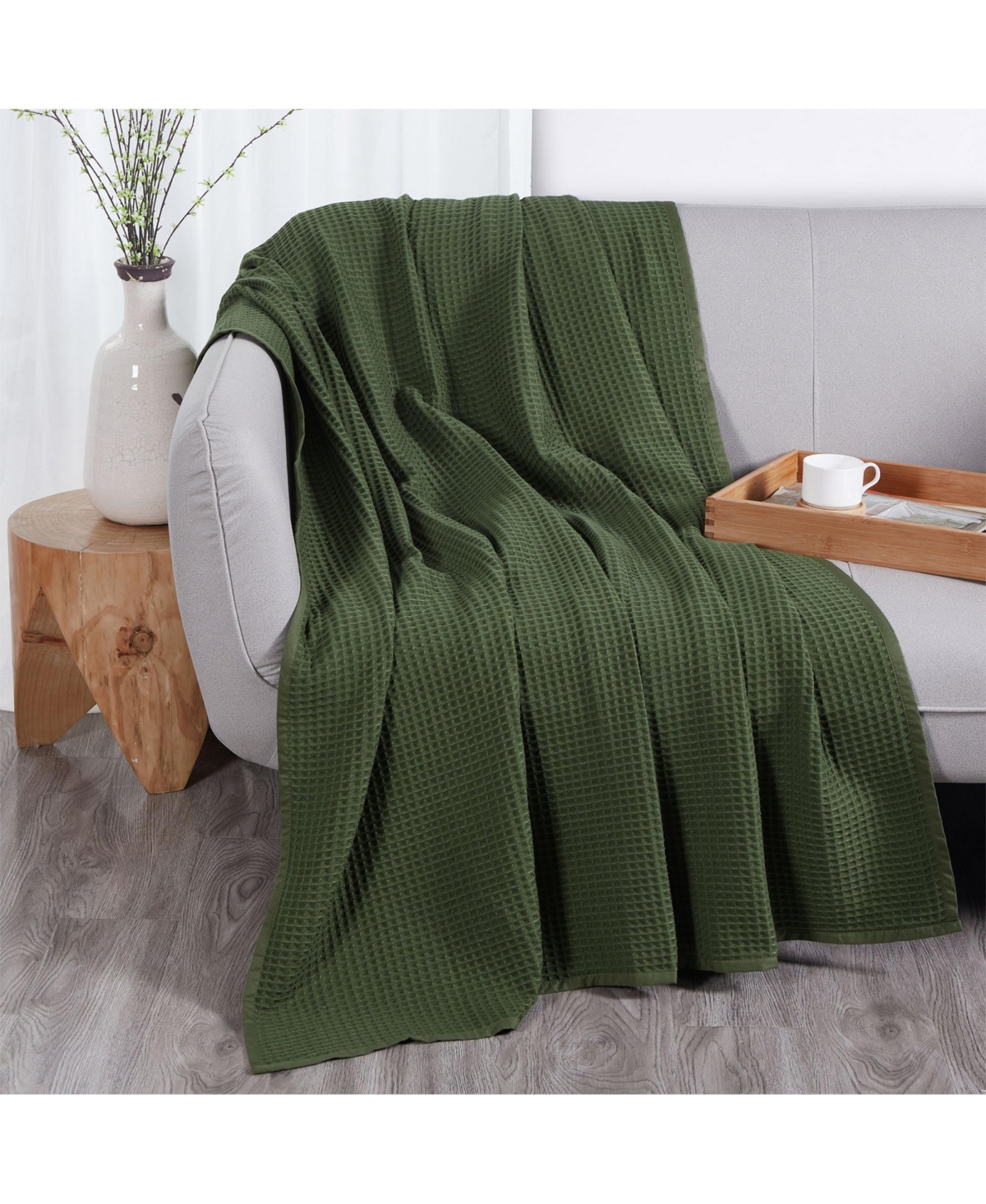 Doz by Sijo Waffle Blanket 50% Bamboo Viscose Cotton, Lightweight, Ultra Soft, Breathable
