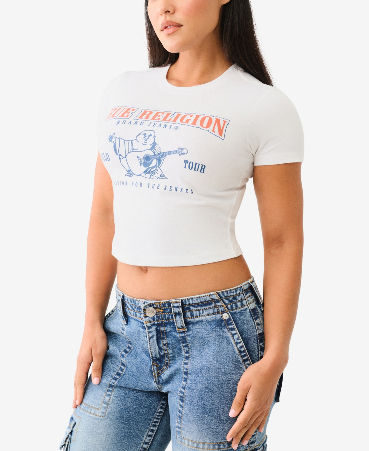 Shop True Religion Women's Baby Crew Neck T-shirt In Optic White