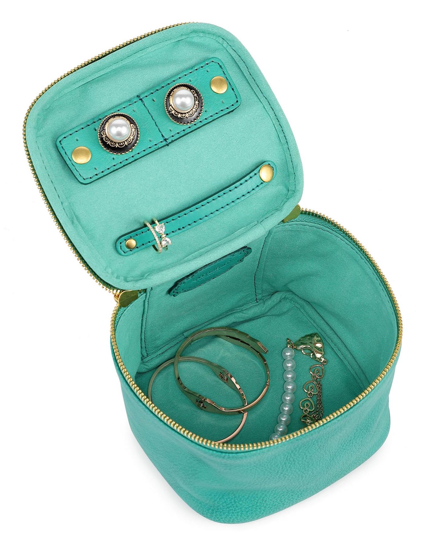 OLD TREND Celosia Cube Leather Jewelry Case, цвет: Аквамариновый — фото 11