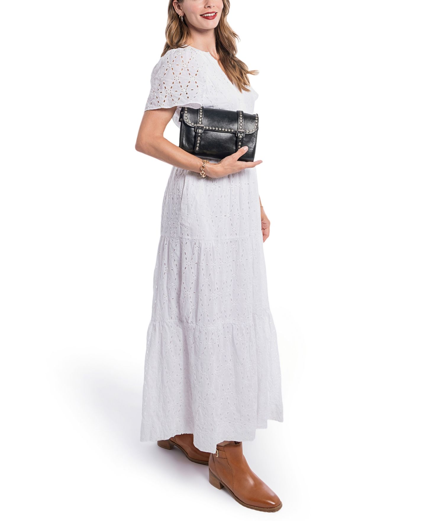 Женская сумка OLD TREND Soul Stud Small Leather Convertible Crossbody, цвет: Чёрный — фото 8