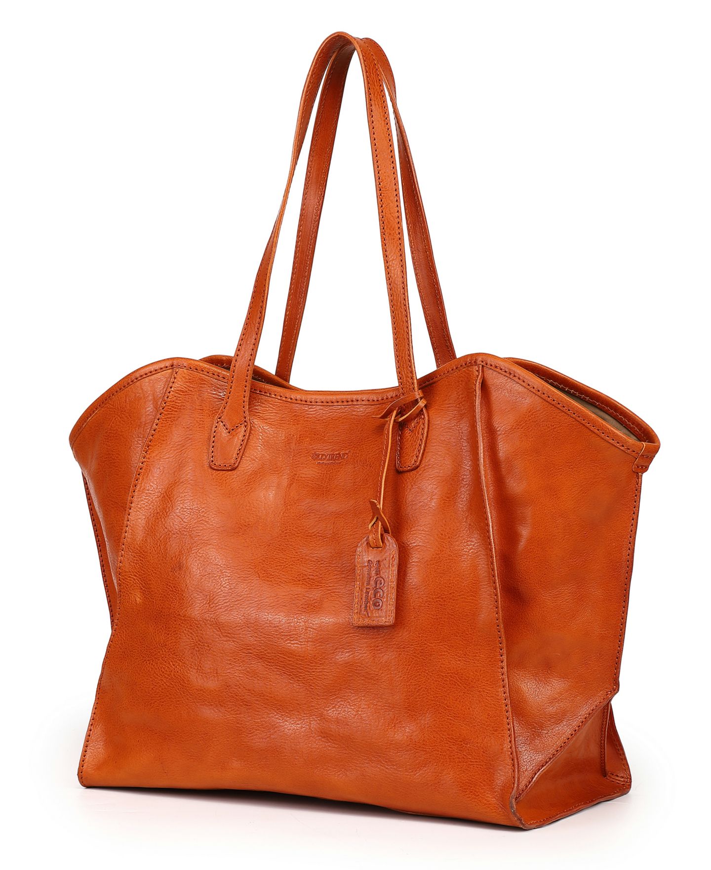 Женская сумка OLD TREND Iris Large Leather Carryall Tote Handbag, цвет: Карамельный — фото 5