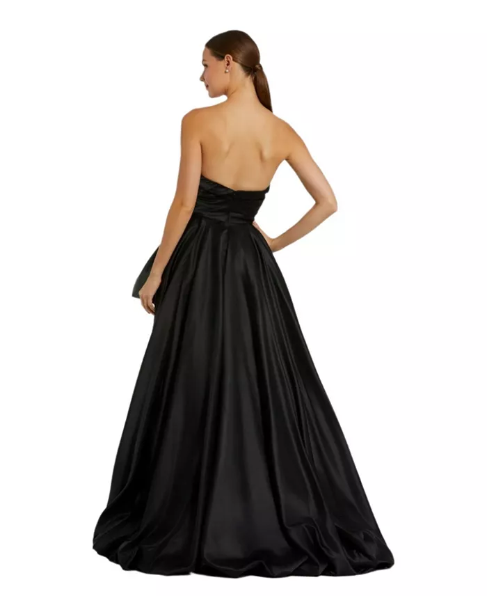 Women's Strapless Ruched High Low Gown - thumbnail 5