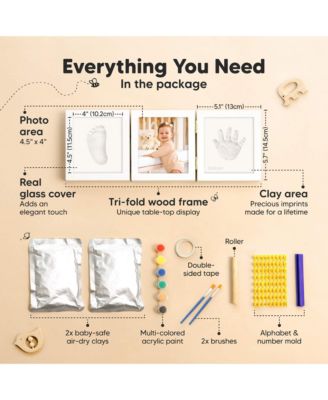 Fond Baby Hand and Footprint Kit Frame, Baby Shower Gifts for Boys, Girls, Newborn Baby Keepsake Footprint Kit