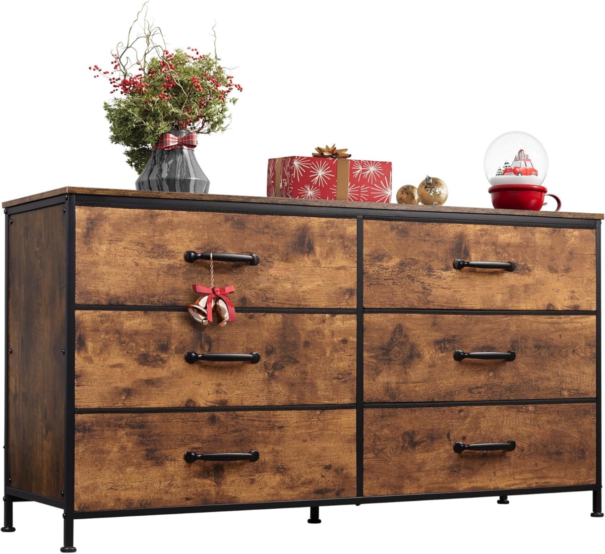 Wlive Wide Fabric Dresser 6 Drawer Dresser Tv Stand for 60/