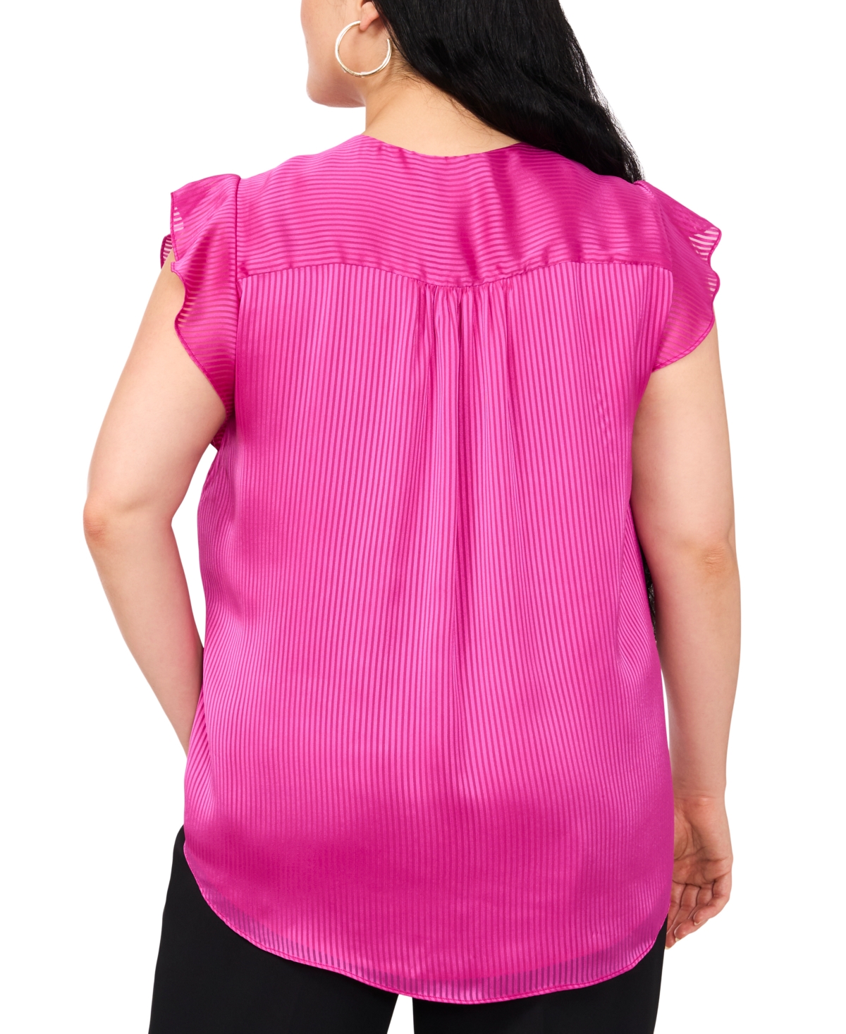 Vince Camuto Plus Size V-Neck Flutter-Sleeve Blouse, Exclusively at Macy's