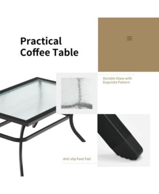 2 Pieces Patio Outdoor Cushioned Sofa Bench with Table