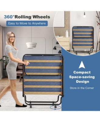 Portable Folding Bed with Memory Foam Mattress and Sturdy Metal Frame Made in Italy