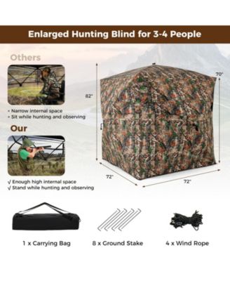 82 Inch Tall Hunting Blind 270° One Way See Through Ground Tent for 3-4 People