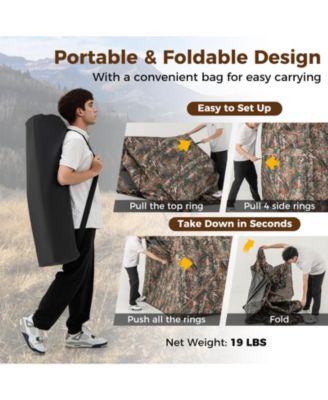 82 Inch Tall Hunting Blind 270° One Way See Through Ground Tent for 3-4 People