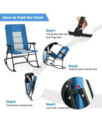 Foldable Rocking Padded Portable Camping Chair with Backrest and Armrest