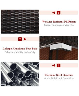 5 Pieces Patio Rattan Sofa Set with Cushion and Ottomans