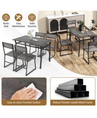 5 Piece Dining Table Set with Storage Rack and Metal Frame
