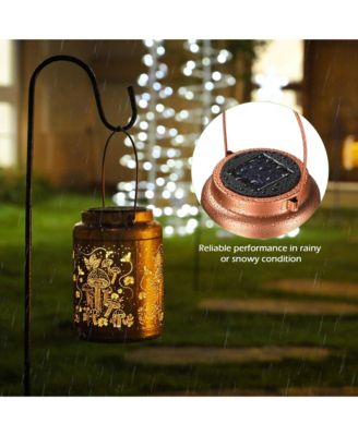 Mushroom Solar Lantern Outdoor Hanging Waterproof Metal Decor Light Christmas Gifts Yard Patio Porch 2Pack