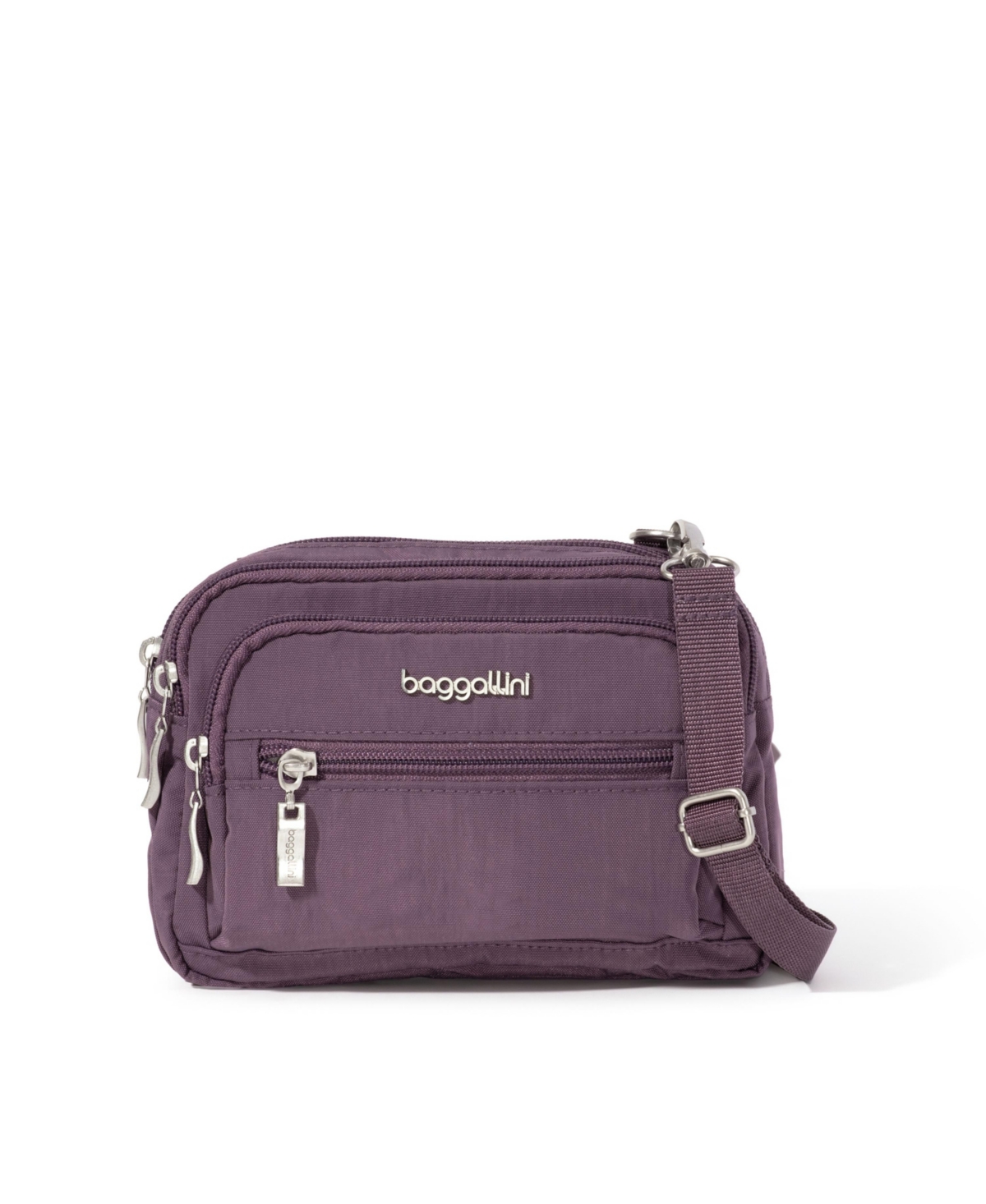 Triple Zip Crossbody Bag - Misty Purple