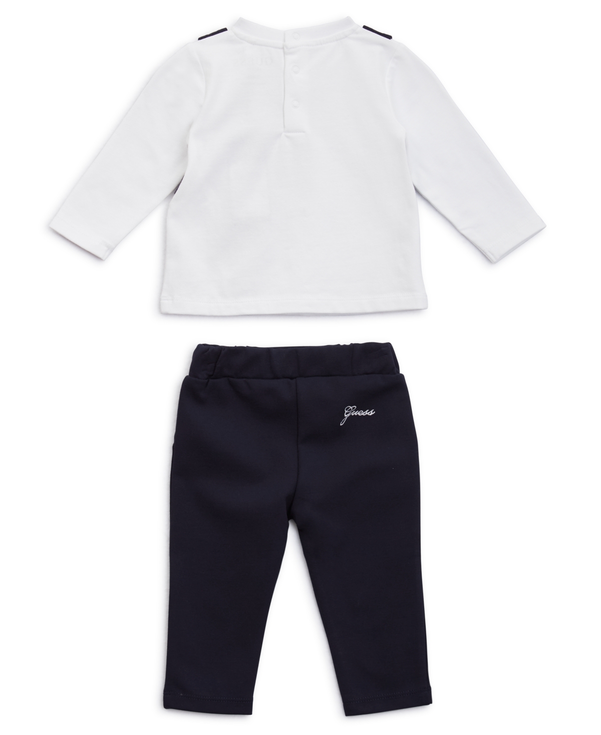 Guess Baby Boy T-shirt With Attached Vest And Matching Pant, 2-piece Set In White