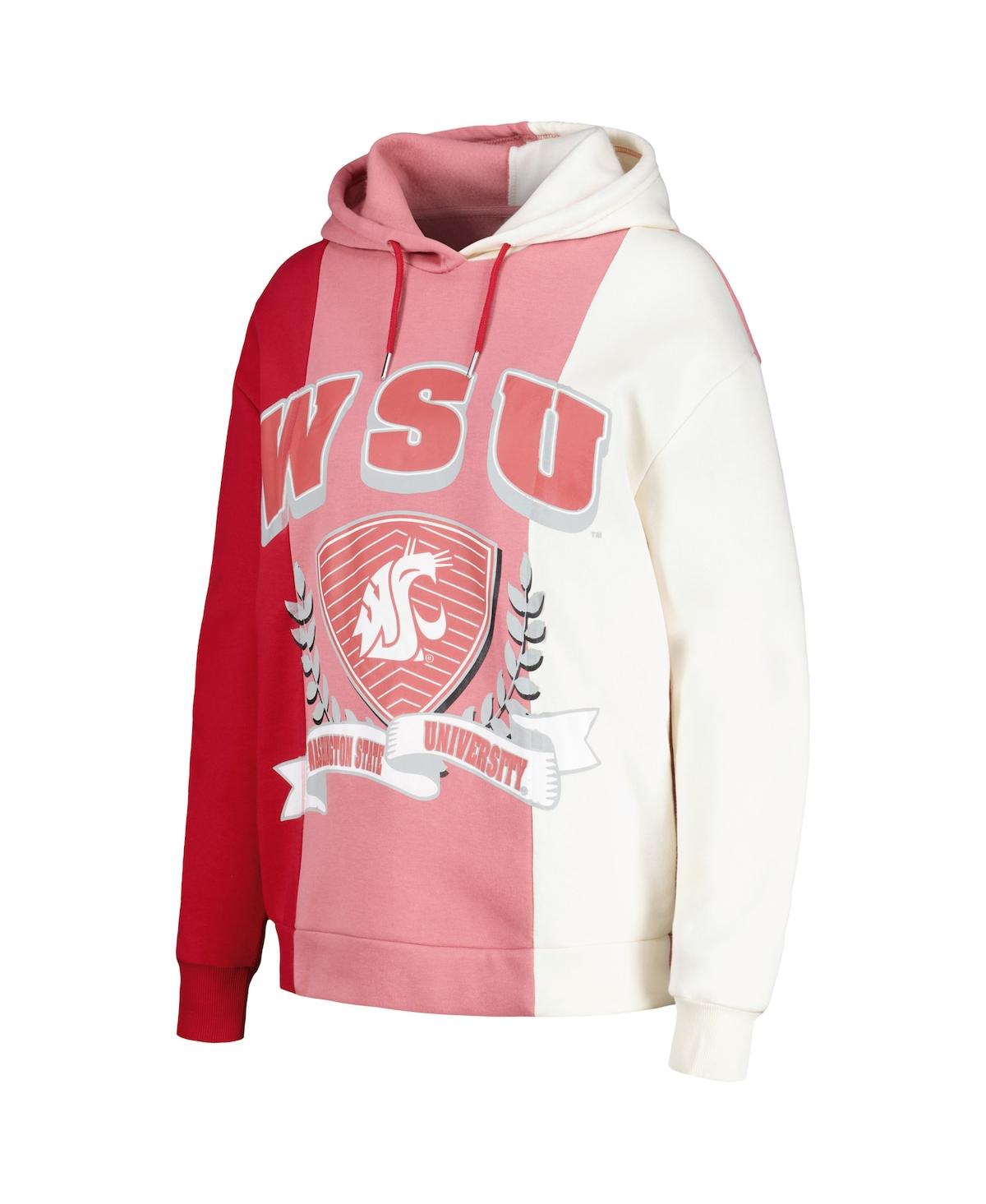 GAMEDAY COUTURE WOMEN'S CRIMSON WASHINGTON STATE COUGARS HALL OF FAME COLORBLOCK PULLOVER HOODIE 