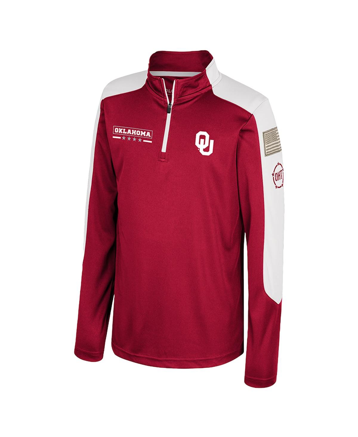 Colosseum Big Boys and GirlsOklahoma Sooners Oht Military Appreciation Cyclone Quarter-Zip Windshirt - Crimson