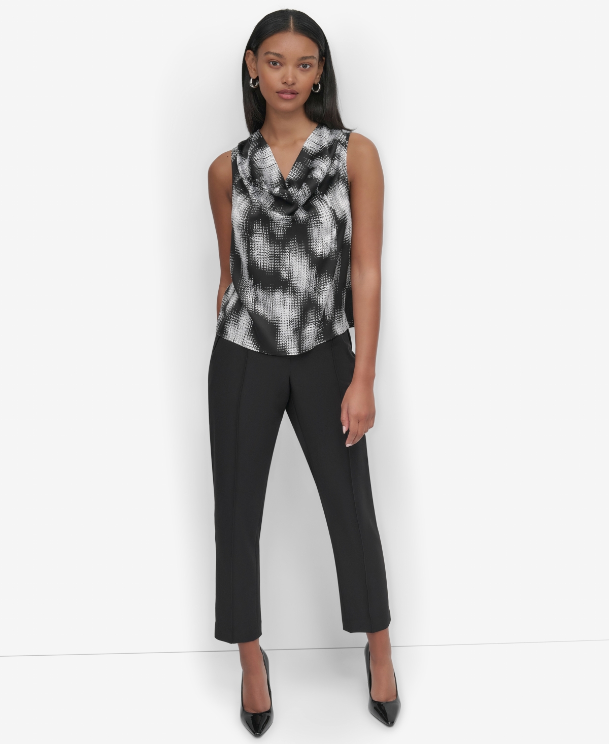 Dkny Women's Printed Cowlneck Top