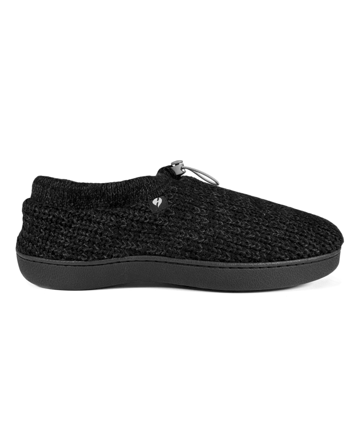 Heat Holders Men's Noah Rib Knit Drawstring Slippers In Black