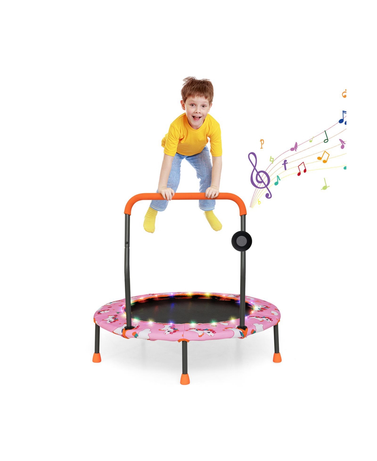 Gouun Mini Trampoline with Colorful Led Lights and Bluetooth Speaker
