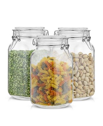 Airtight Set of 3 Glass Jars Storage Canister