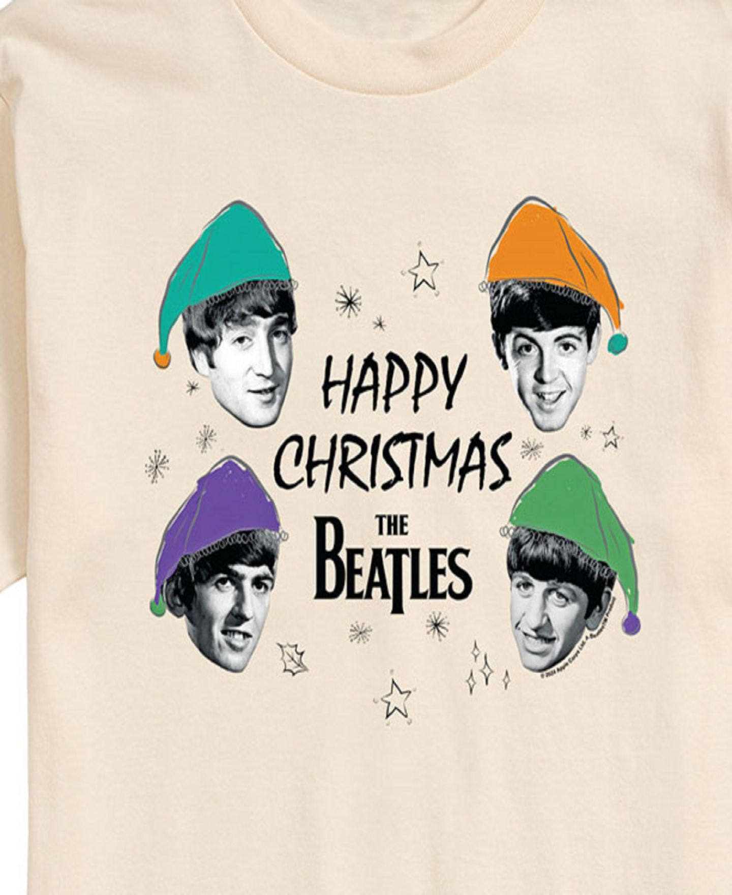 Мужская футболка AIRWAVES The Beatles Happy Christmas Short Sleeve, цвет: Бежевый / Хаки — фото 3