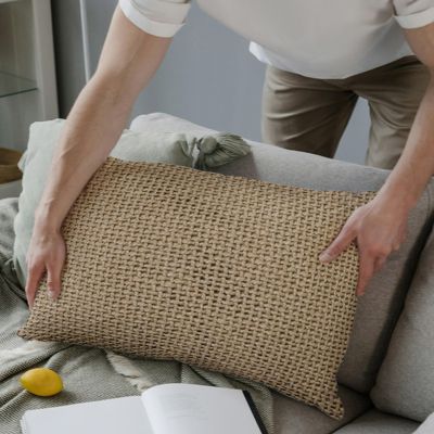 Madera Cross Weave Lumbar Throw Pillow Covers, 14"x 20", Set of 2