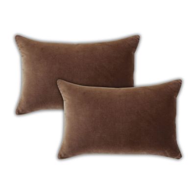 Stella Plush Velvet Lumbar Throw Pillow Covers, 14"x 20", Set of 2