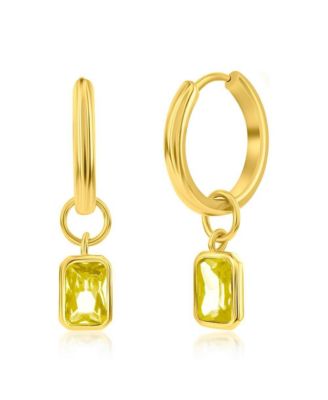 Sterling Silver, CZ Charm Hoop, GP Earrings