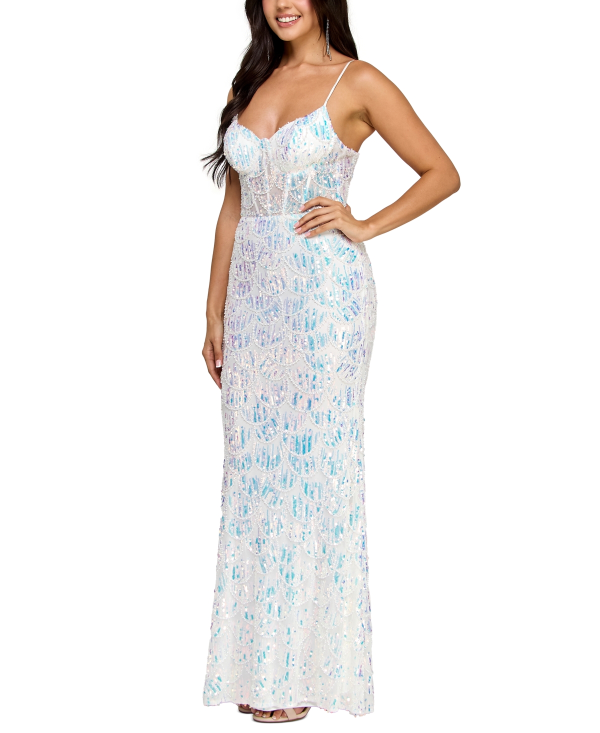 Say Yes Juniors' Sequin Scoop-Neck Gown, Created for Macy's -irr