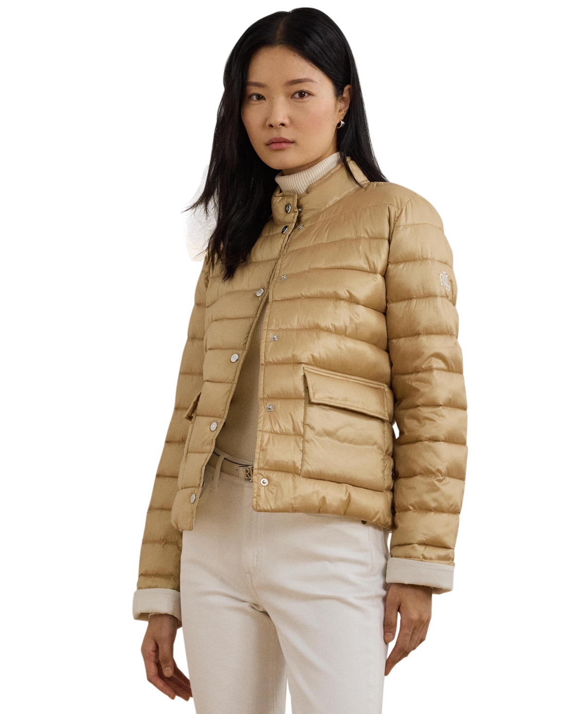 RALPH LAUREN WOMEN'S SNAP-FRONT STAND-COLLAR PACKABLE COAT 
