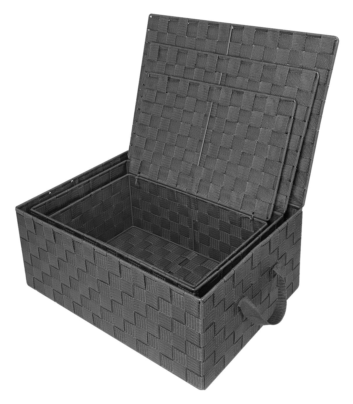 Sorbus 3 Pack Decorative Stackable Woven Basket with Lid and Built-in Rope Carry Handles - Great for Storage and Organization