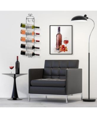 6-Bottle Wall Mounted Wine Rack - Vertical Display with Curved Cradles for Stylish Wine Storage