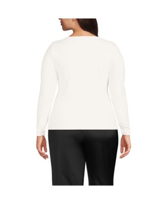 Plus Size Long Sleeve Rib Square Neck Tee