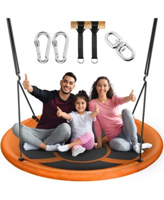 43" Saucer Tree Swing for Kids Adult, Waterproof Flying Saucer Swing with Adjustable Hanging Straps, Swing Seats for Backyard Outdoor Indoor Playground