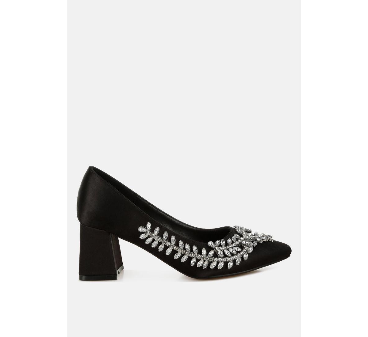 Abatina Satin Diamante Embellished Pumps - Blush