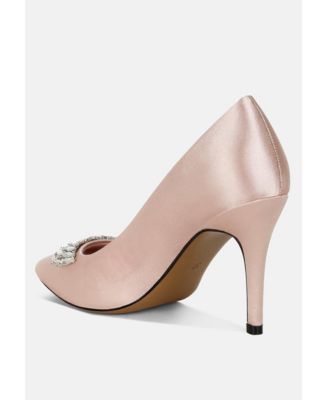 Rhodolia Diamante Brooch Detail Satin Pumps
