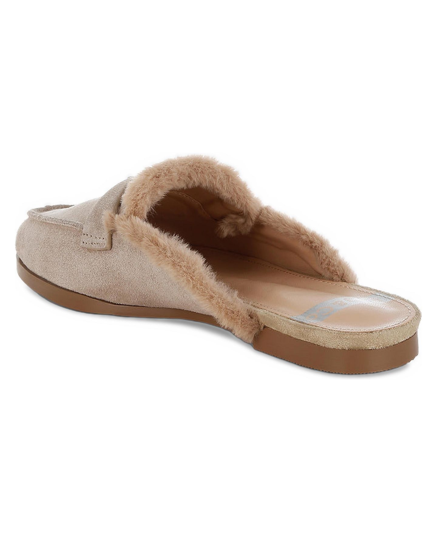 Женские сабо Rag & Co Bosnia Suede and Faux Fur Slip On Mules, цвет: Бежевый замшевый кожаный — фото 2