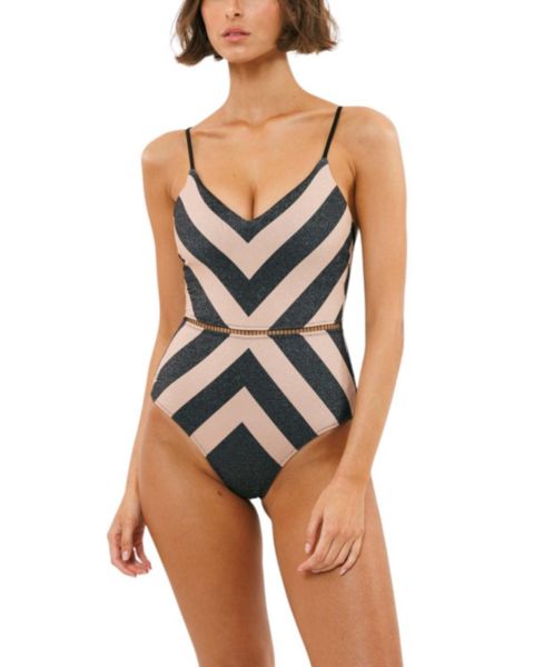 Купальник Stripes — Biliblond, цвет: Чёрный телесный