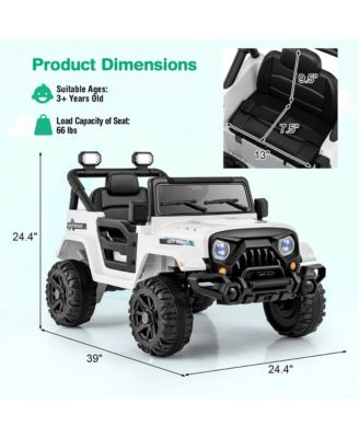 12V Kids Ride on Truck Car w/Remote Control Threaded Wheels 3 Speeds LED Lights