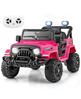 12V Kids Ride on Truck Car w/Remote Control Threaded Wheels 3 Speeds LED Lights