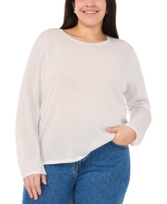 Vince Camuto - Plus Size Lurex Crewneck Long-Sleeve Sweater