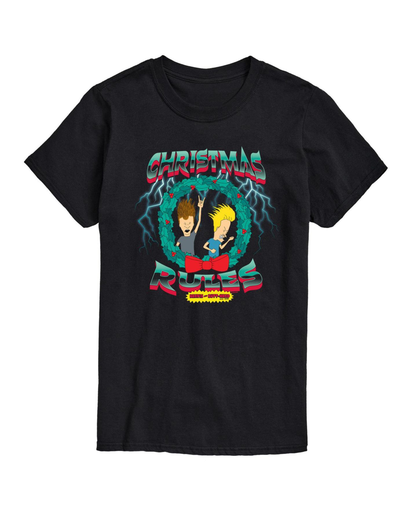Мужская футболка AIRWAVES Beavis Butthead Christmas Rules Short Sleeve, цвет: Чёрный — фото 1
