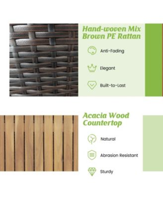 134 Gallon Rattan Storage Box with Zippered Liner and Solid Acacia Wood Top