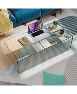 42 x 19.7 Inch Tempered Glass Table with Rounded Edges