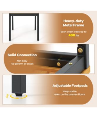 Patio Dining Chair Set of 2 with Metal and Acacia Wood Frame